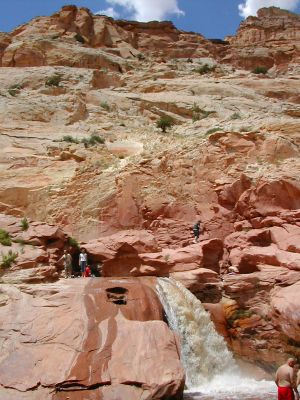 Wasserfall im Capitol Reef NP
Lage direkt an der 24 von Hanskville kommend rechts, noch vor dem Visitor Center
