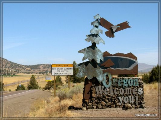 Oregon empfängt uns auf dem US-Highway 97 
