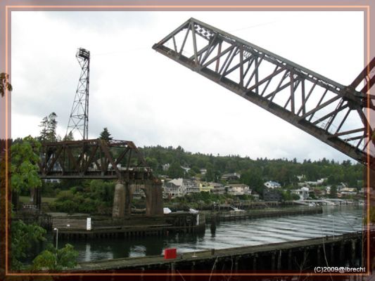 Seattle_WA, Eisenbahn-Hubbrücke über den Kanal zum Lake Washington
