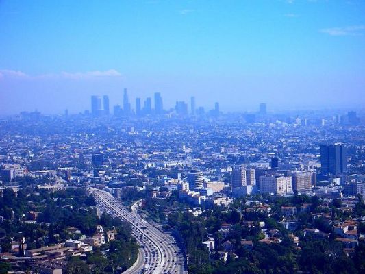 Blick auf Downtown Los Angeles vom Mulholland Drive
