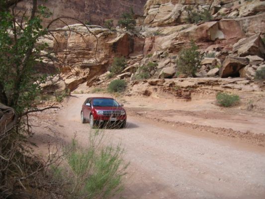 Luxy auf der gravel road (Capitol Reef NP)
