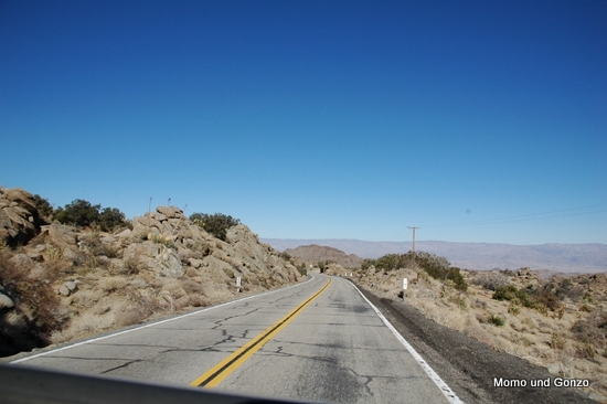 Den Berg hinauf Richtung Palm Springs
