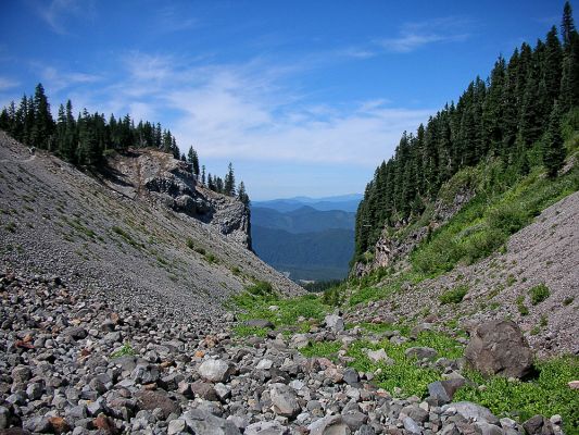 Rockfall am Mt.Hood
Ein Rockfall in einem Gletschertal an der Südflanke des Mt.Hood.
